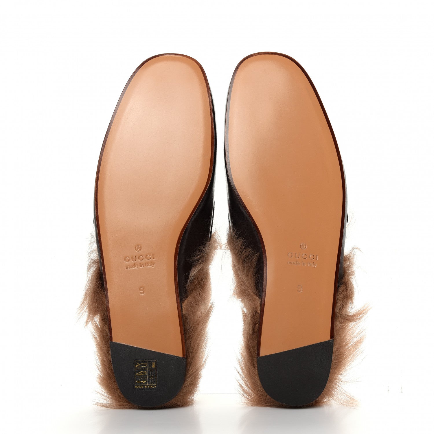 Gucci Goatskin Fur Web GG Mens Princetown Slippers 9 Cocoa 6 of 10
