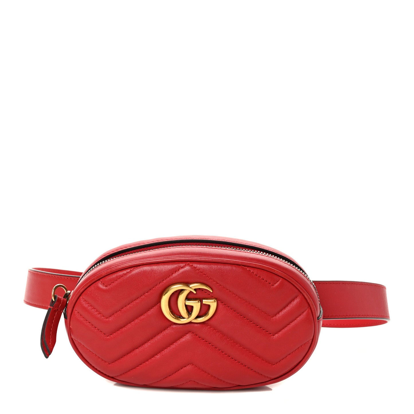 Calfskin Matelasse GG Marmont Belt Bag 85 34 Hibiscus Red