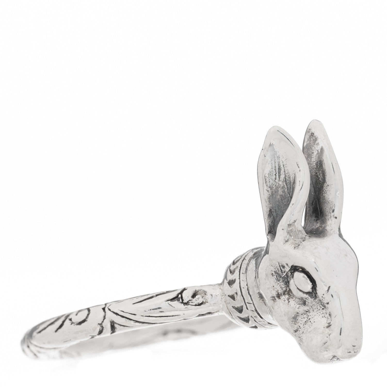 Gucci Sterling Silver Anger Forest Rabbit Head Ring 63 10.25 3 of 7