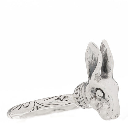 Gucci Sterling Silver Anger Forest Rabbit Head Ring 63 10.25 3 of 7