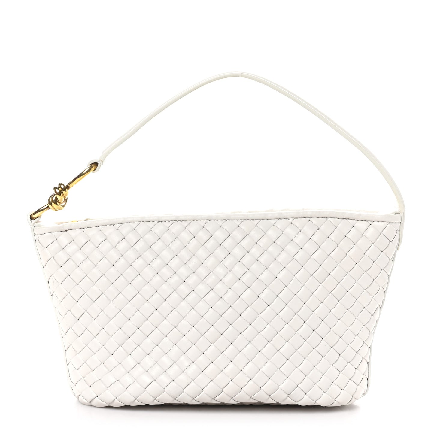 Nappa Intrecciato Knot Shoulder Bag White