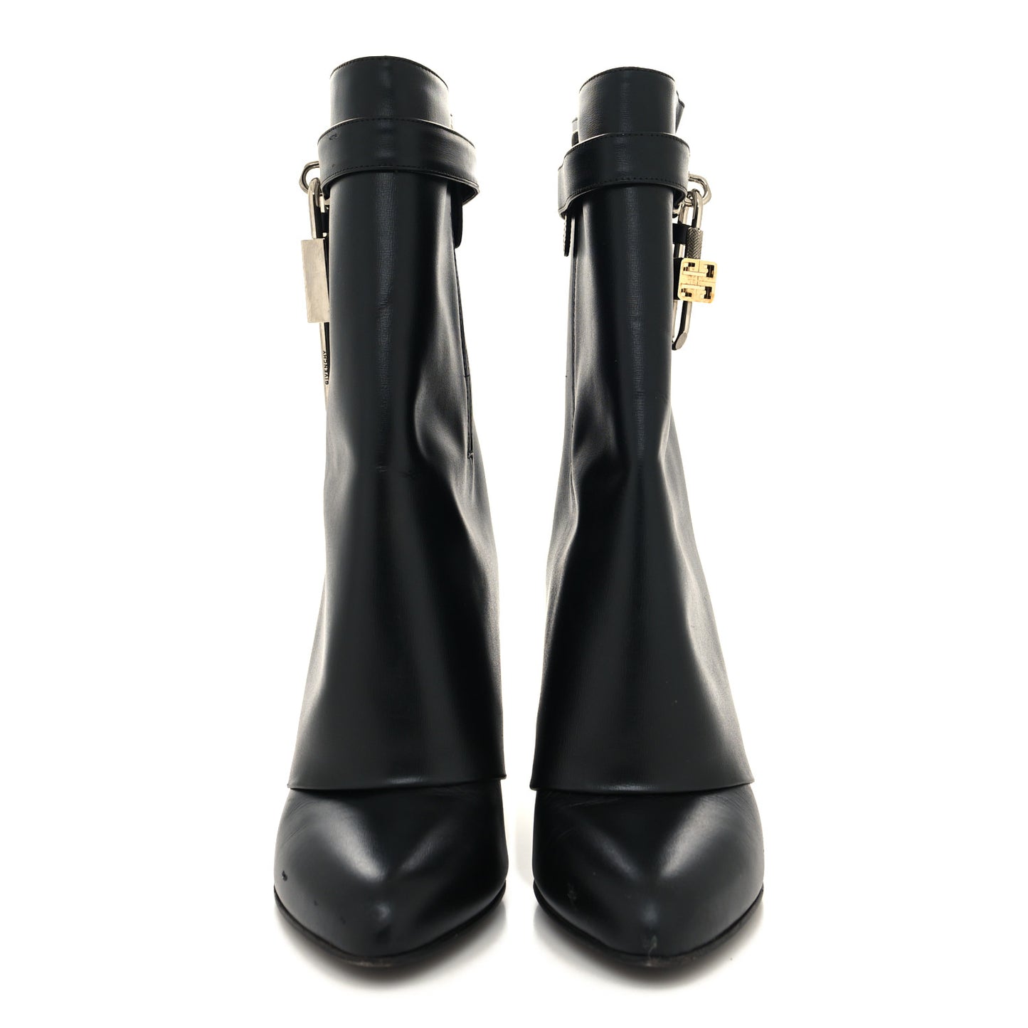 Calfskin Shark Lock Ankle Boots 38.5 Black