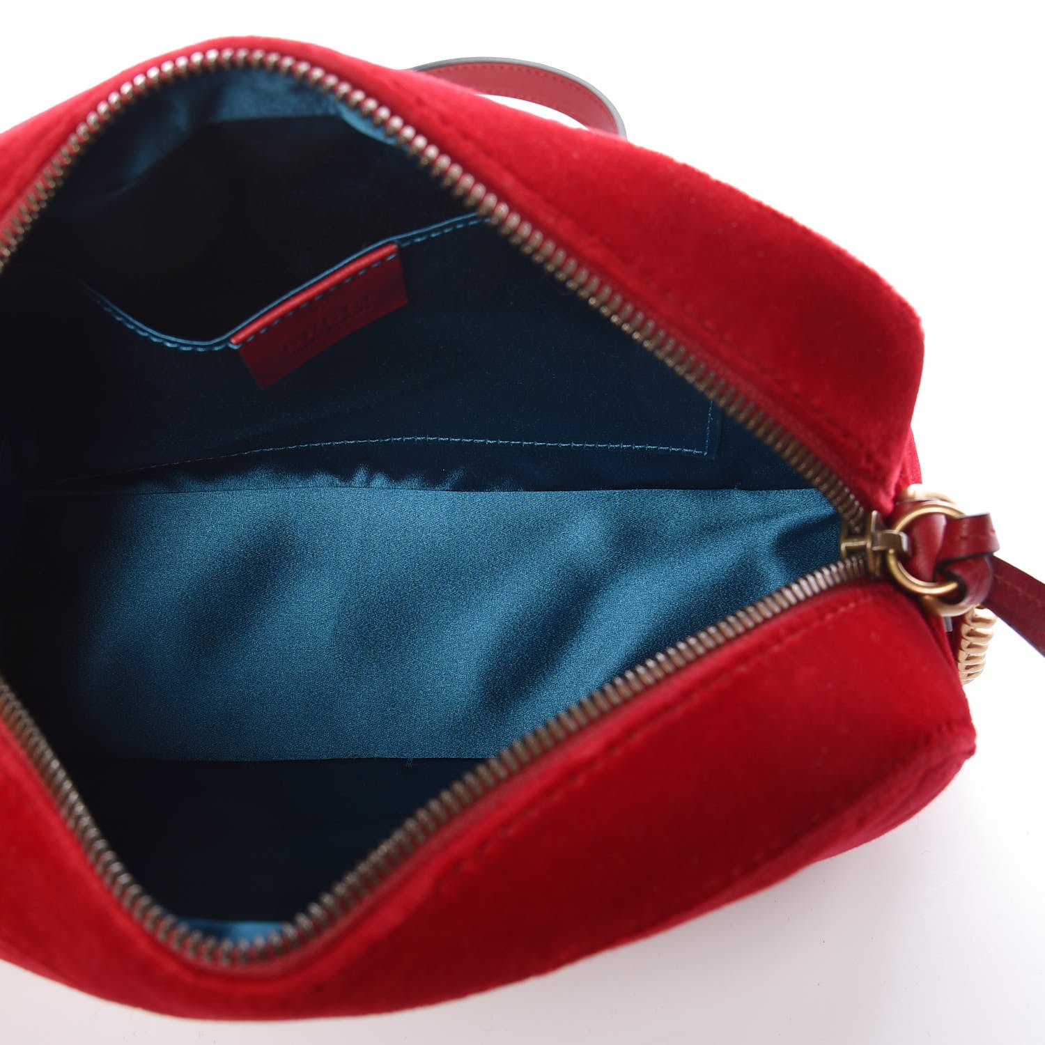 Gucci Velvet Matelasse Small GG Marmont Chain Shoulder Bag Hibiscus Red 5 of 9