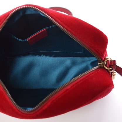 Gucci Velvet Matelasse Small GG Marmont Chain Shoulder Bag Hibiscus Red 5 of 9