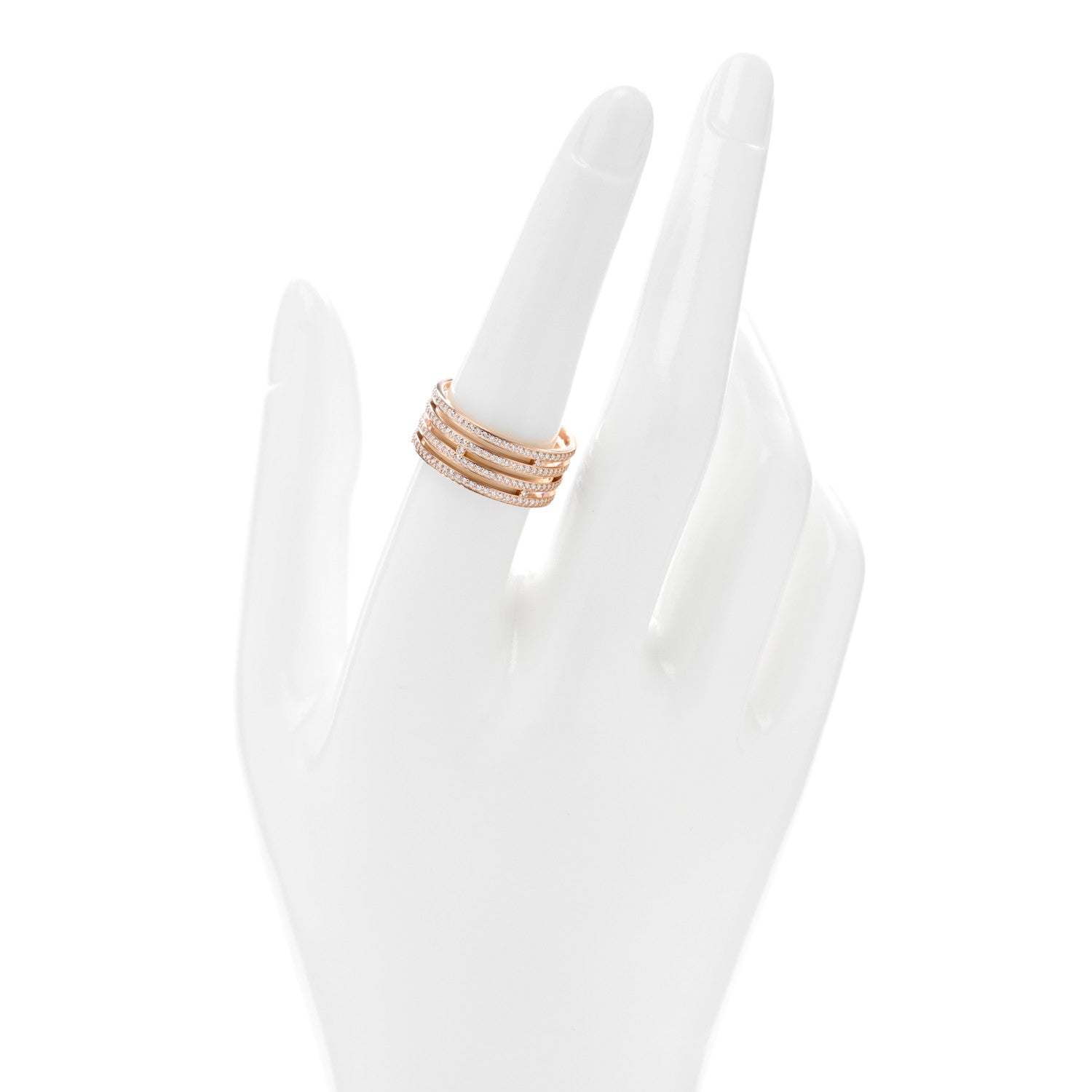 Hermes 18K Rose Gold Diamond GM Ariane Wedding Band Ring 56 7.5 2 of 5