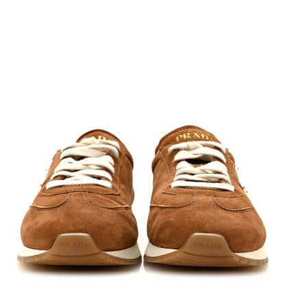Prada Suede Logo Womens Low Top Sneakers 40 Cocoa Brown 3 of 10