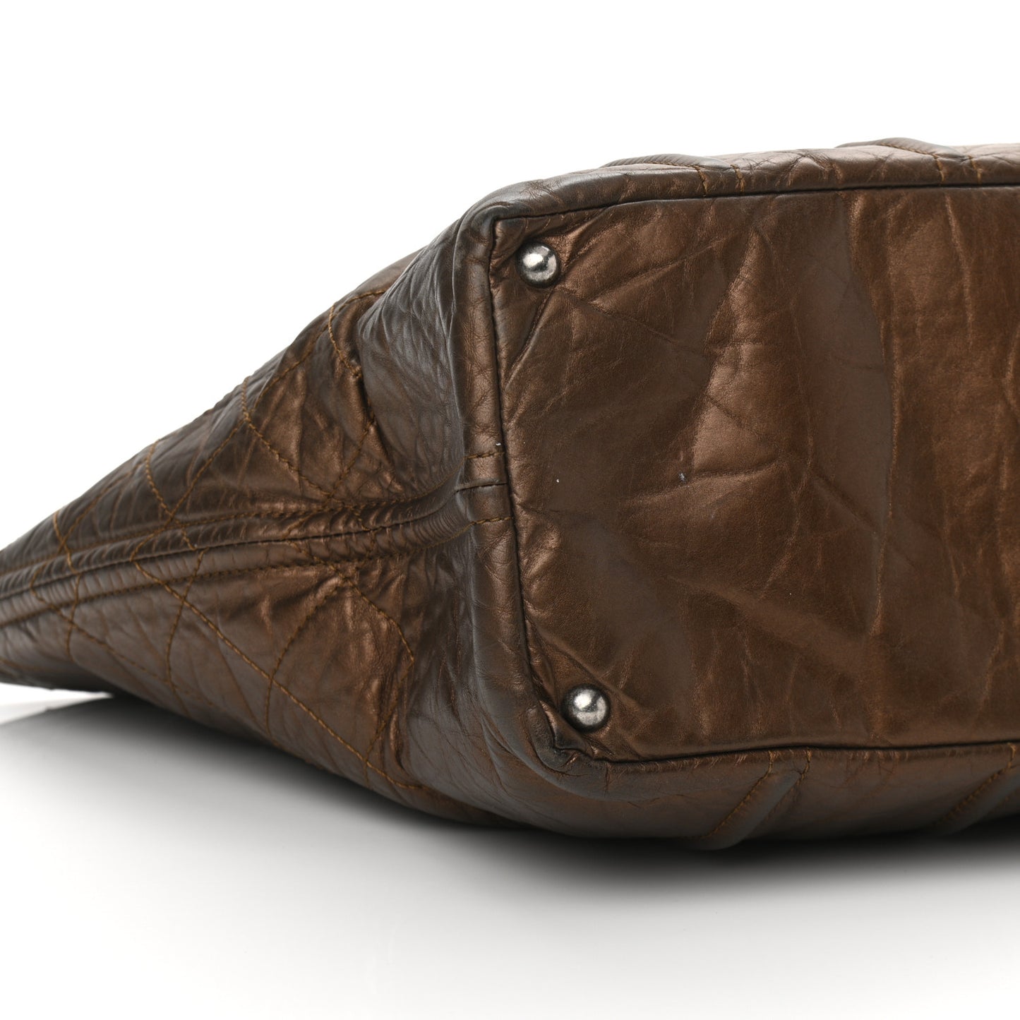 Metallic Aged Calfskin Large Shopping In Moscow Tote Bronze
