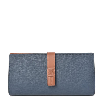 Loewe Grained Calfskin Large Vertical Wallet Steel Blue Tan 1 of 10