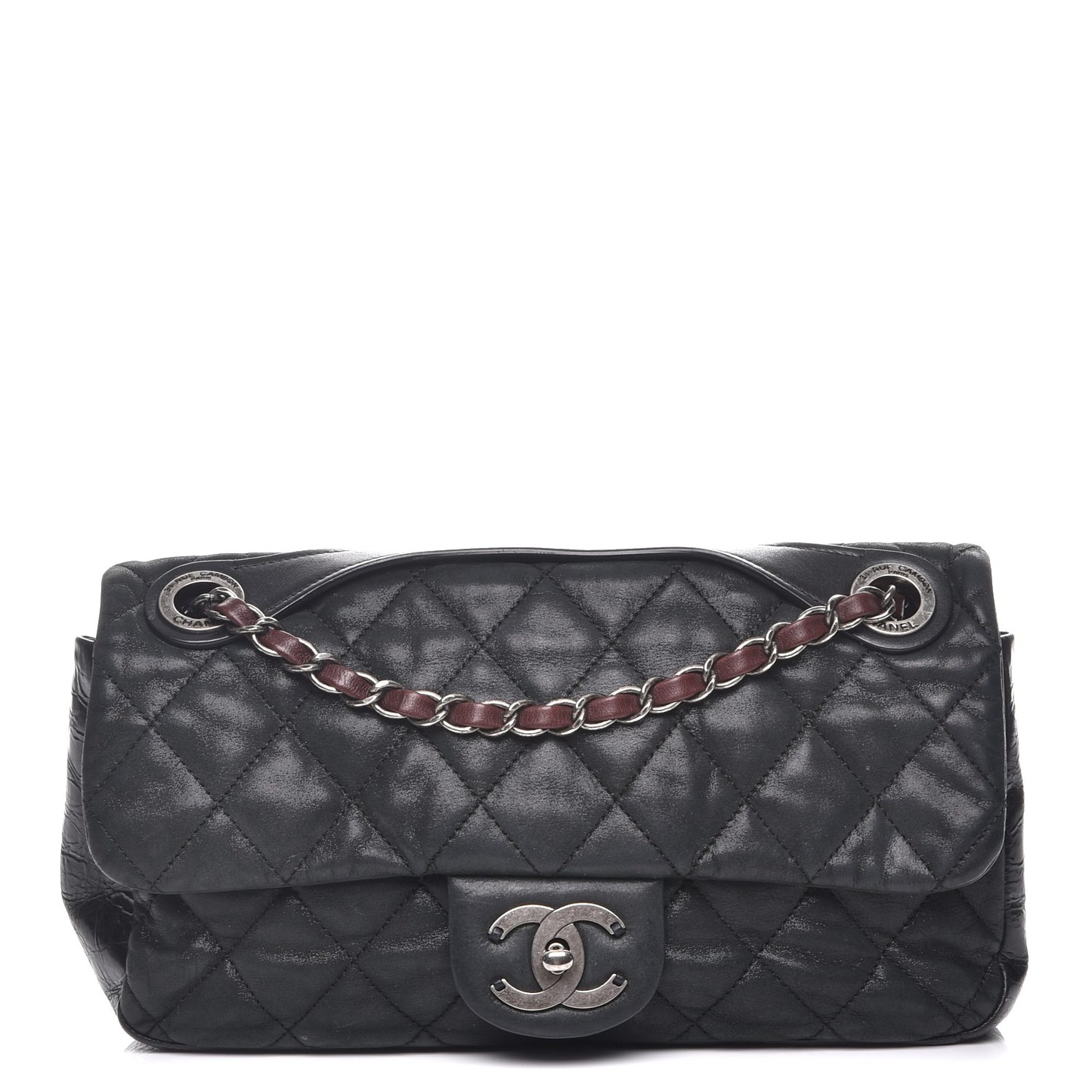 Iridescent Calfskin Medium In The Mix Flap Black
