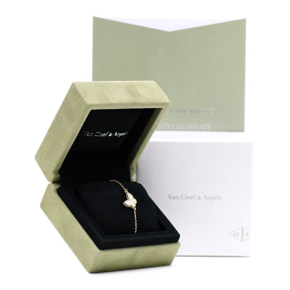 Van Cleef & Arpels 18K Yellow Gold Mother of Pearl Sweet Alhambra Butterfly Bracelet 6 of 6