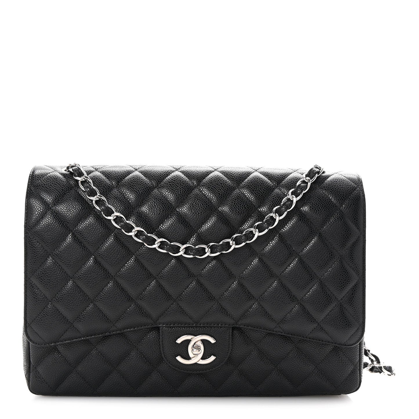 Caviar Quilted Maxi Double Flap Black