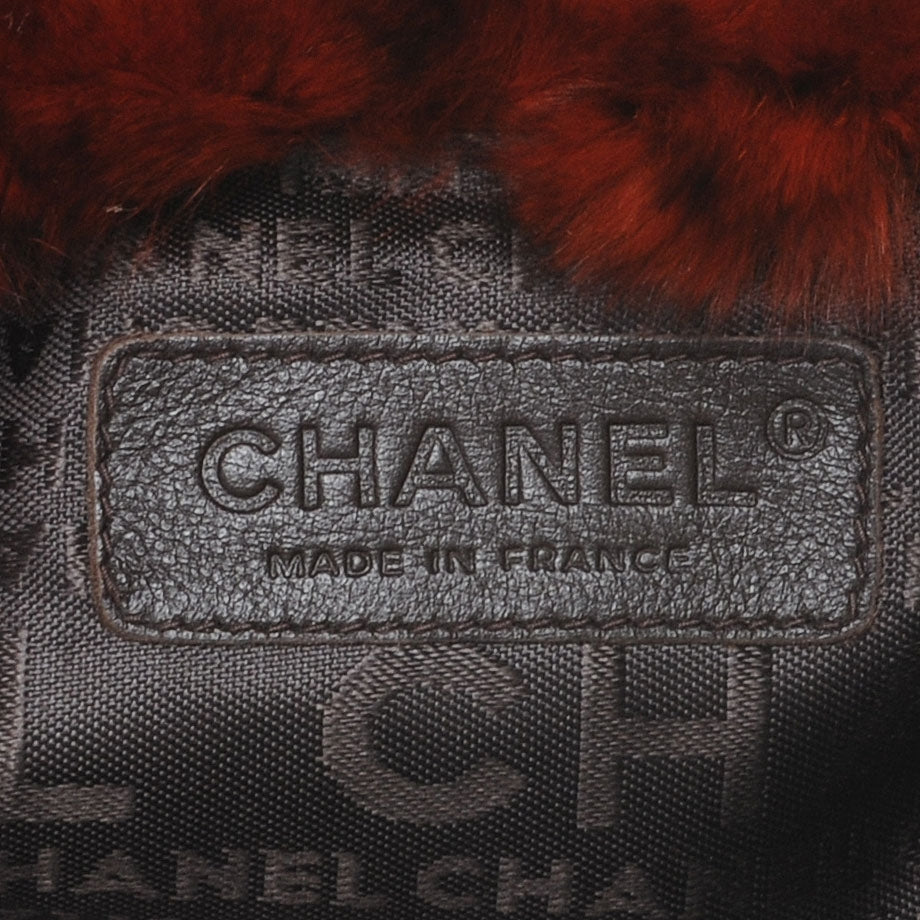 Lapin Rabbit Fur Triple Chain Flap Orange