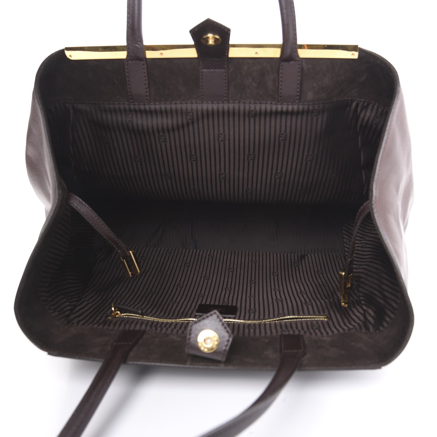 Fendi Vitello Elite Flamingo Large 2Jours Tote Moro Marrone Nocciola 4 of 12