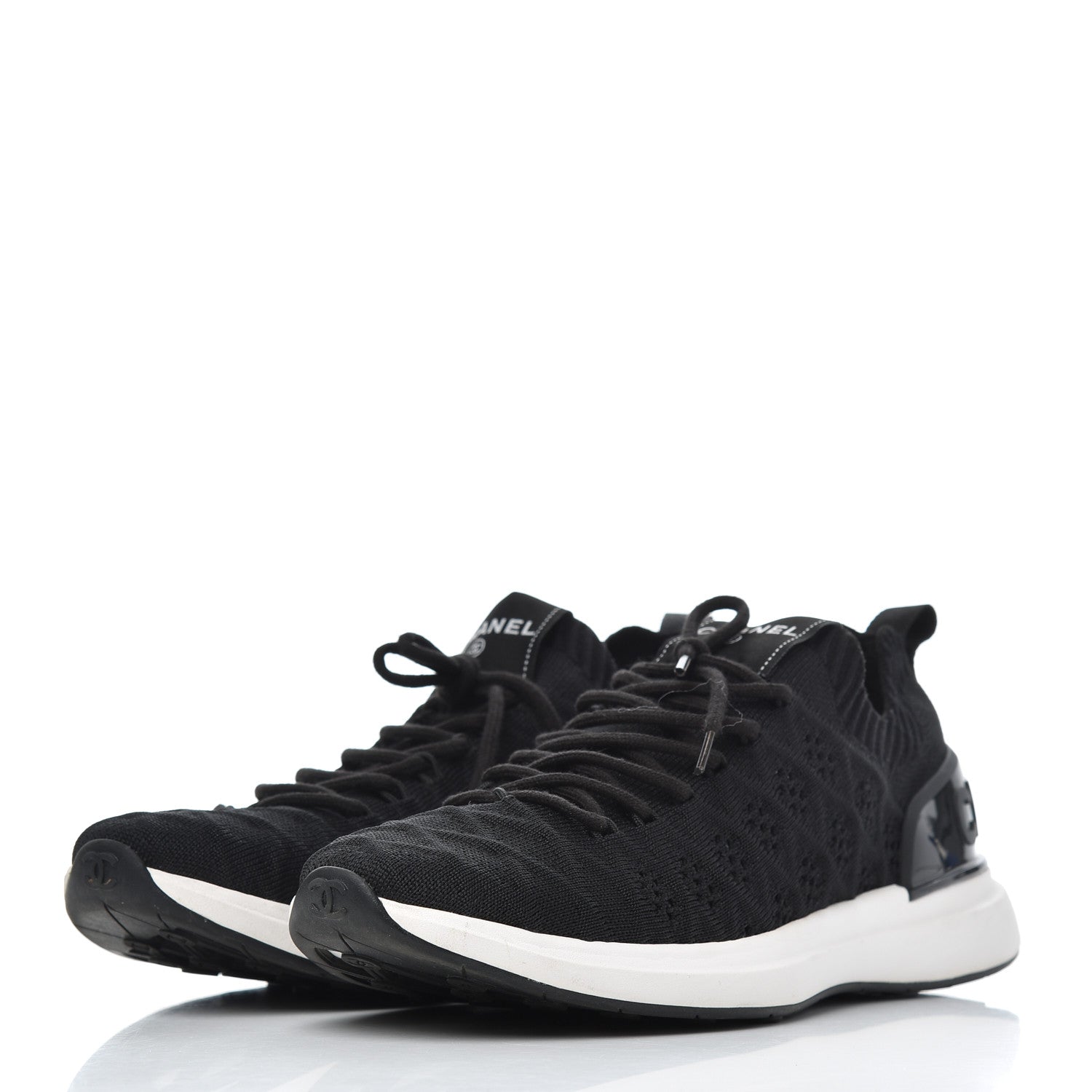 Chanel Fabric Logo Sneakers 39.5 Black 3 of 11
