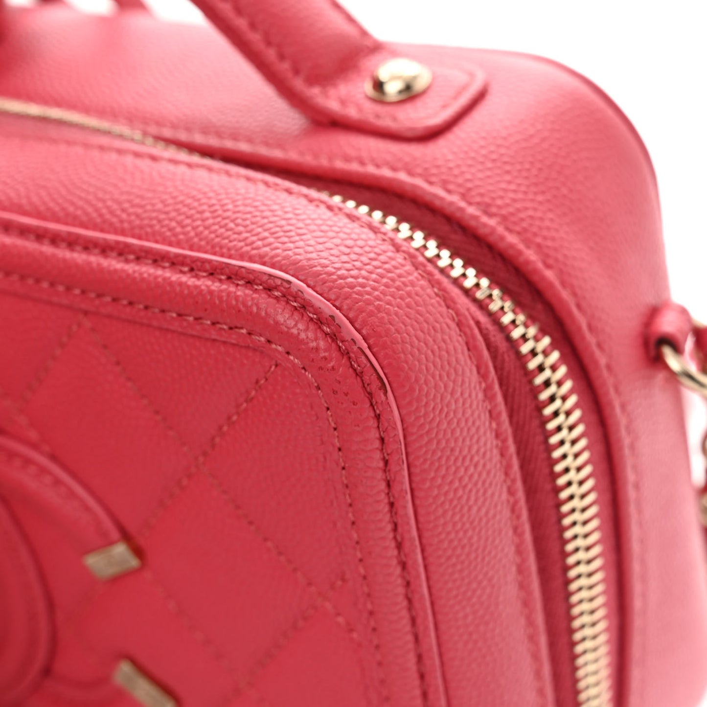 Caviar Quilted Small CC Filigree Vanity Case Pink