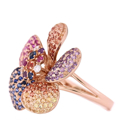 Parker & West by FASHIONPHILE 18K Rose Gold Diamond Rainbow Sapphire Floral Cocktail Ring 54 6.75 3 of 10