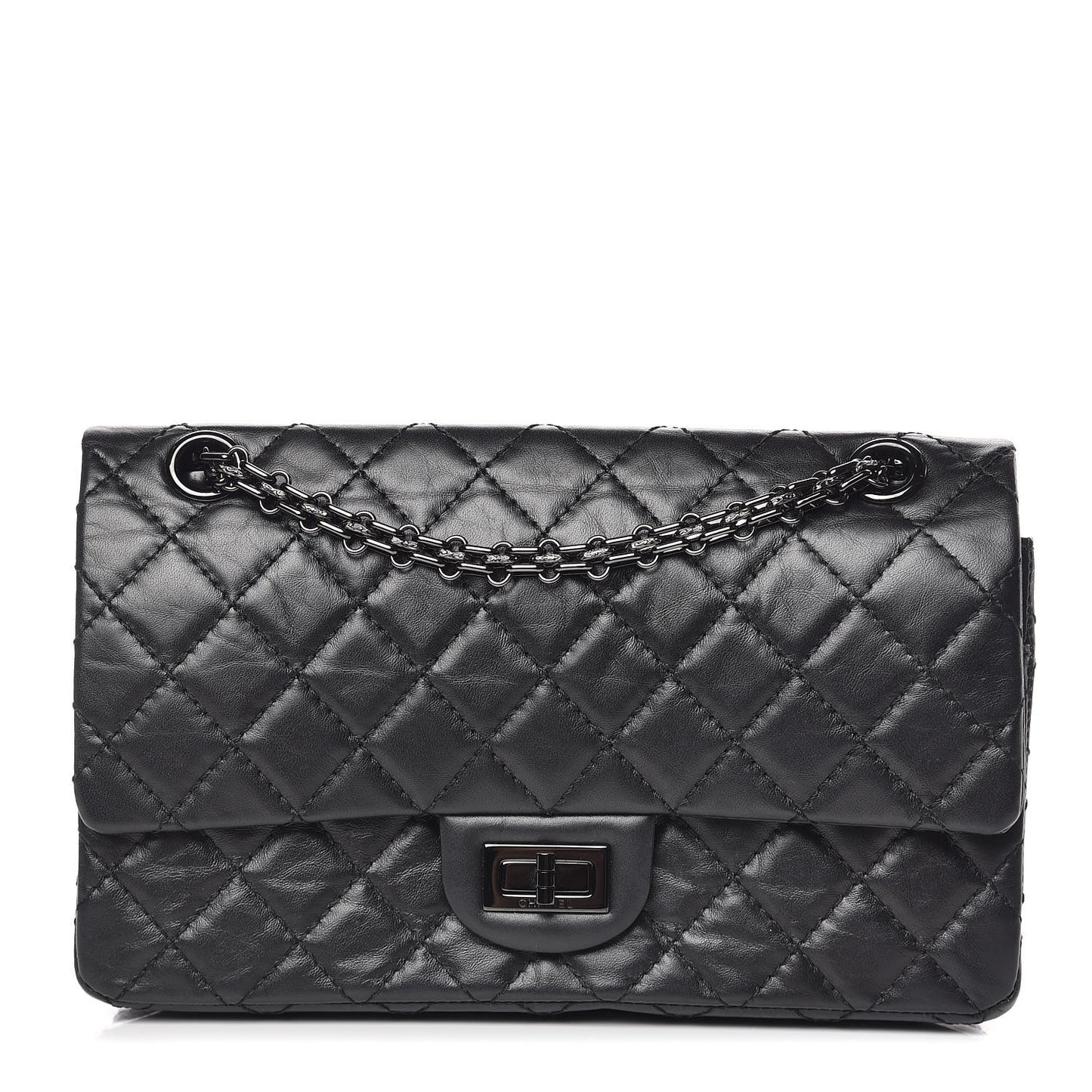 Aged Calfskin Quilted 2.55 Reissue 225 Flap So Black
