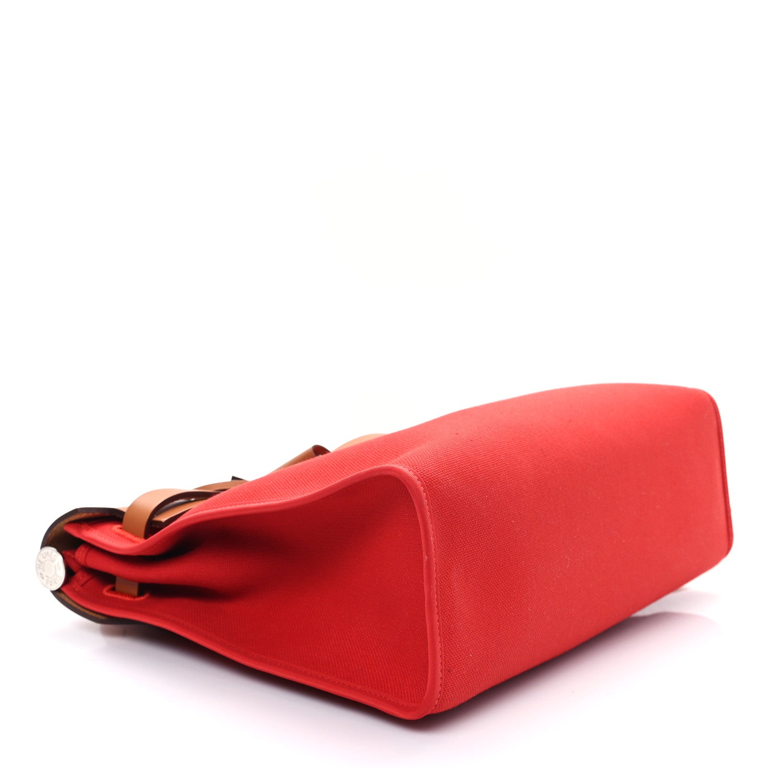 Hermes Vache Hunter Toile Herbag Zip 31 PM Rouge Tomate Natural 5 of 9