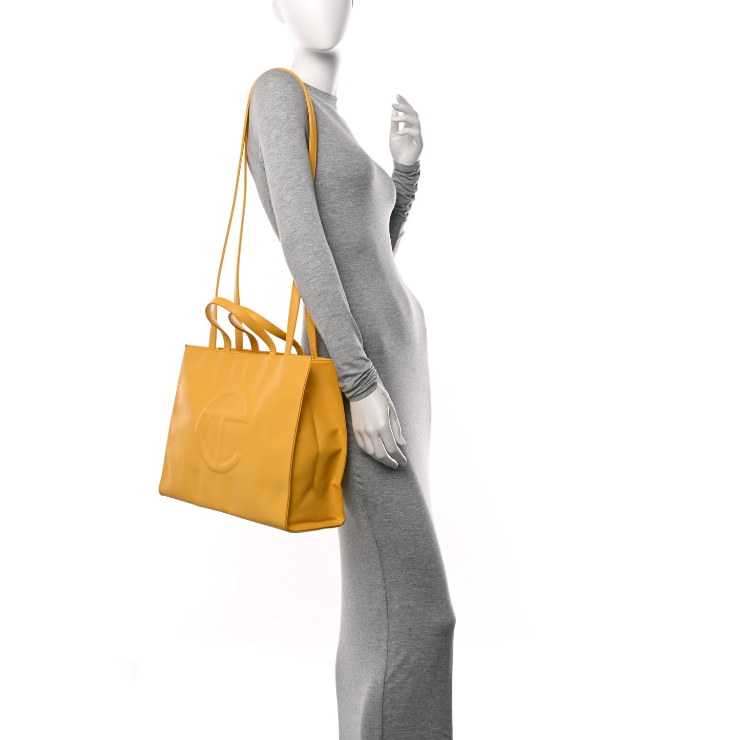 Vegan Leather Medium Shopping Bag Yellow