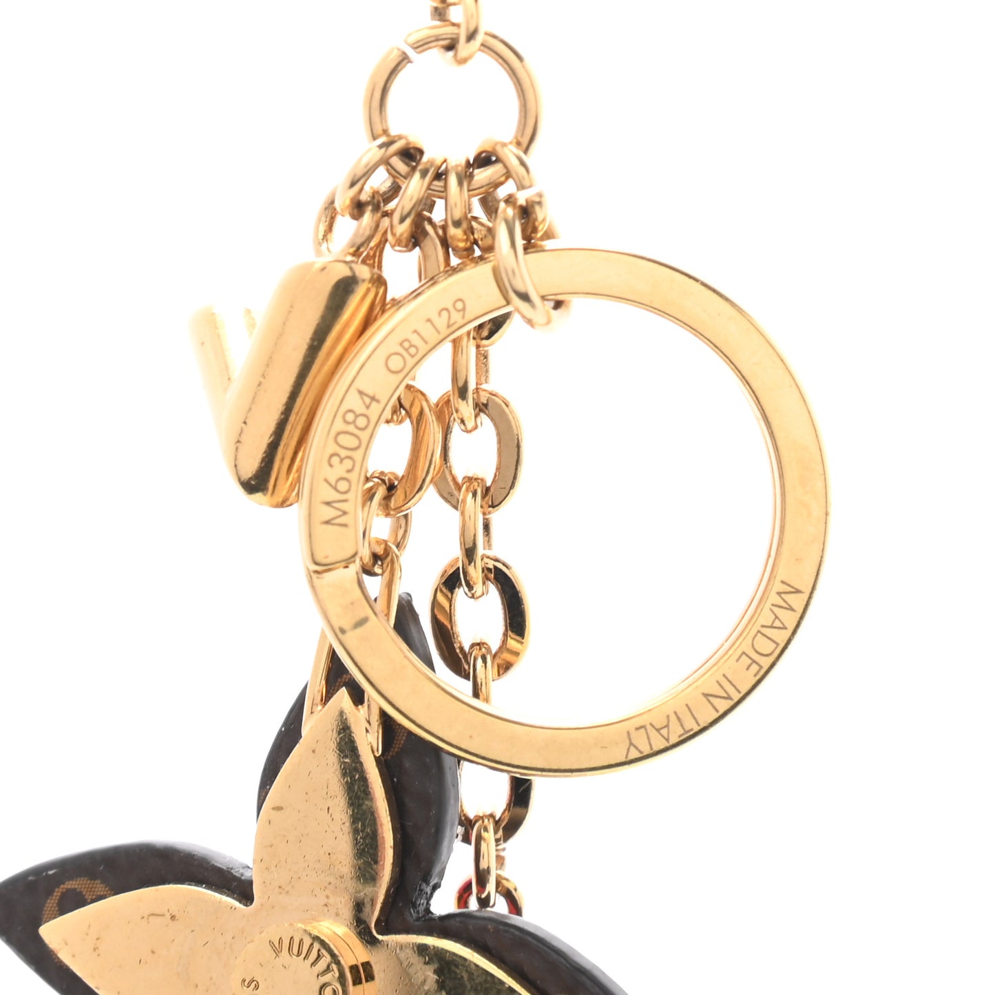 Monogram Blooming Flowers Bag Charm Key Holder Brown