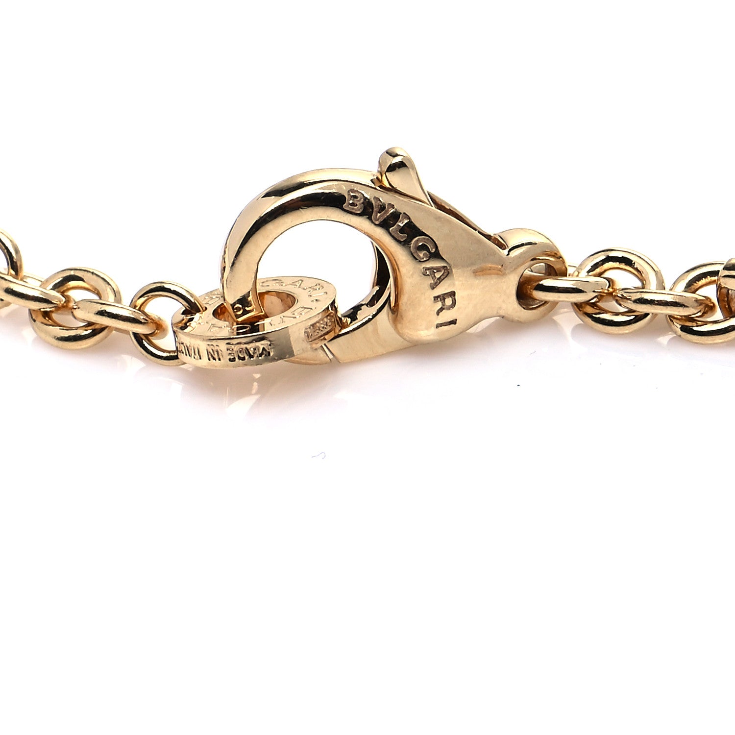 Bulgari 18K Yellow Gold Mother of Pearl Signature Chain Bracelet 4 of 6