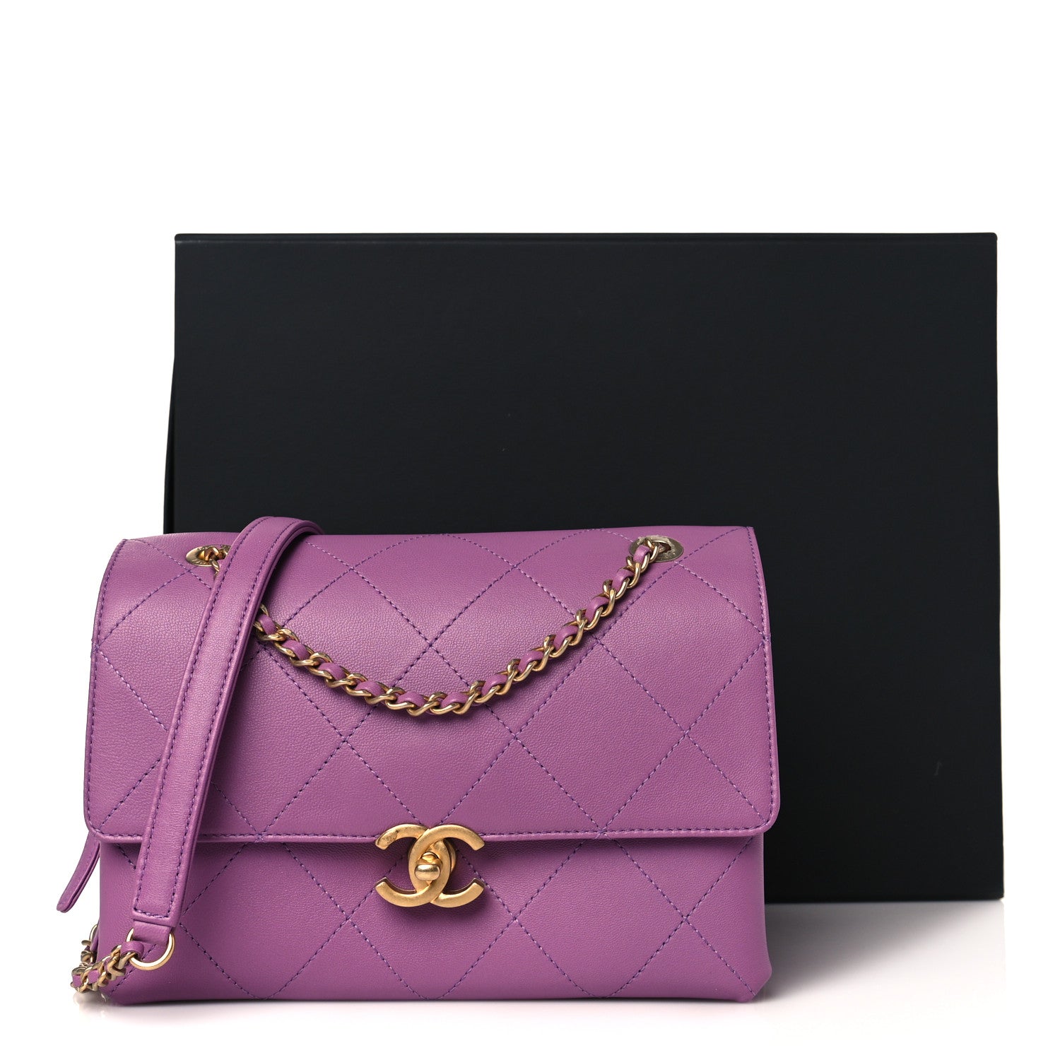 Chanel Lambskin Sleek And Chic Flap Purple 10 of 10