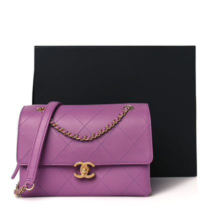 Chanel Lambskin Sleek And Chic Flap Purple 10 of 10
