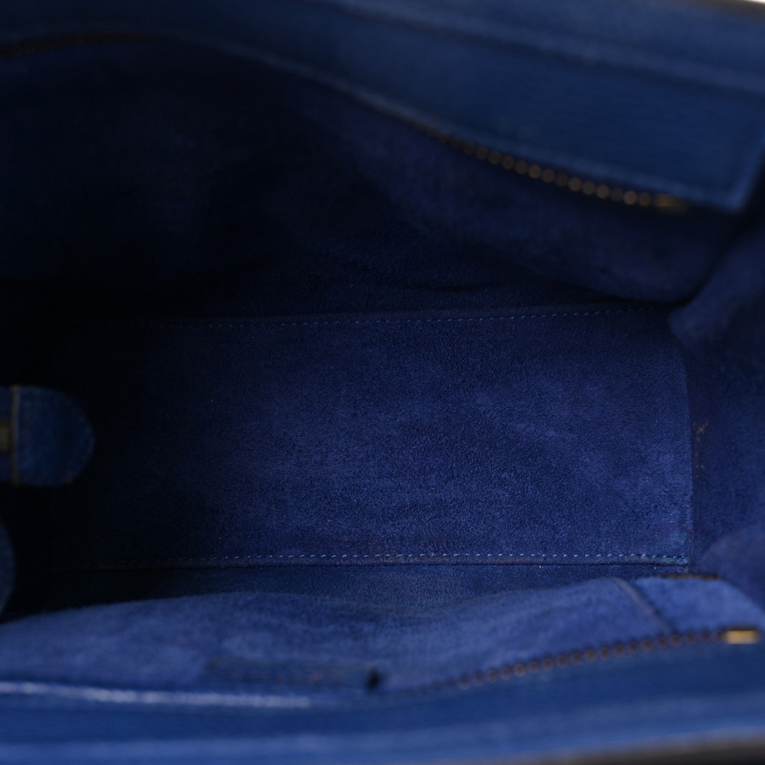 Celine Drummed Calfskin Nano Luggage Indigo 5 of 13