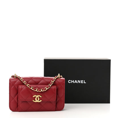 Chanel Caviar Quilted Pocket Twins Clutch With Chain Burgundy 12 of 12