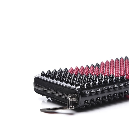 Christian Louboutin Patent Panettone Spiked Valentines Zip Around Wallet Black Fuchsia 5 of 9