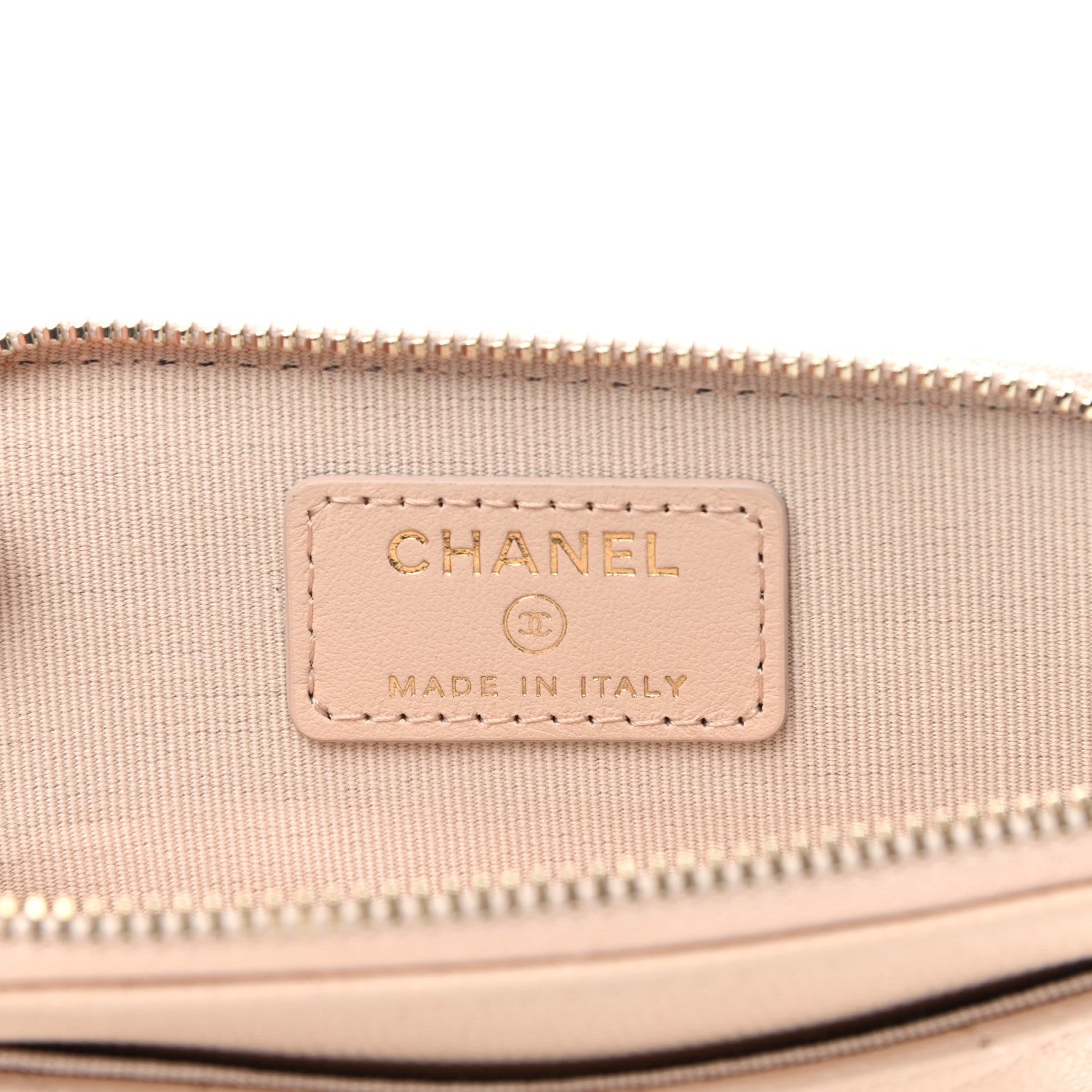 Chanel Caviar Quilted Zip Card Holder Wallet Light Beige 6 of 8