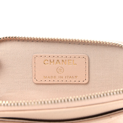 Chanel Caviar Quilted Zip Card Holder Wallet Light Beige 6 of 8