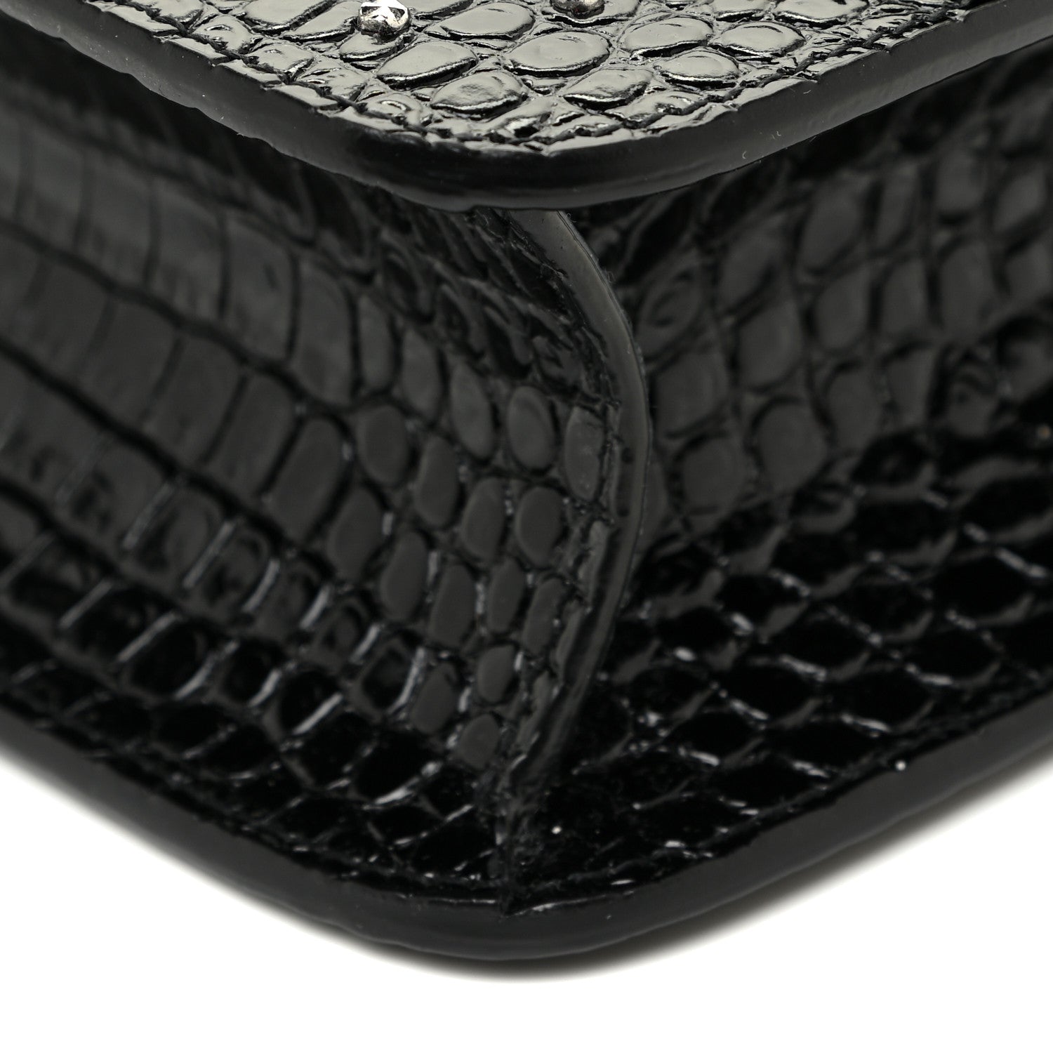 Saint Laurent Crocodile Embossed Calfskin Crystal Embellished Carre Satchel Black 16 of 16