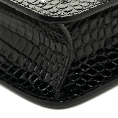 Saint Laurent Crocodile Embossed Calfskin Crystal Embellished Carre Satchel Black 16 of 16