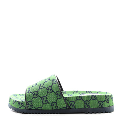 Gucci Monogram Multicolor Slide Sandals 6 Green Blue 1 of 9