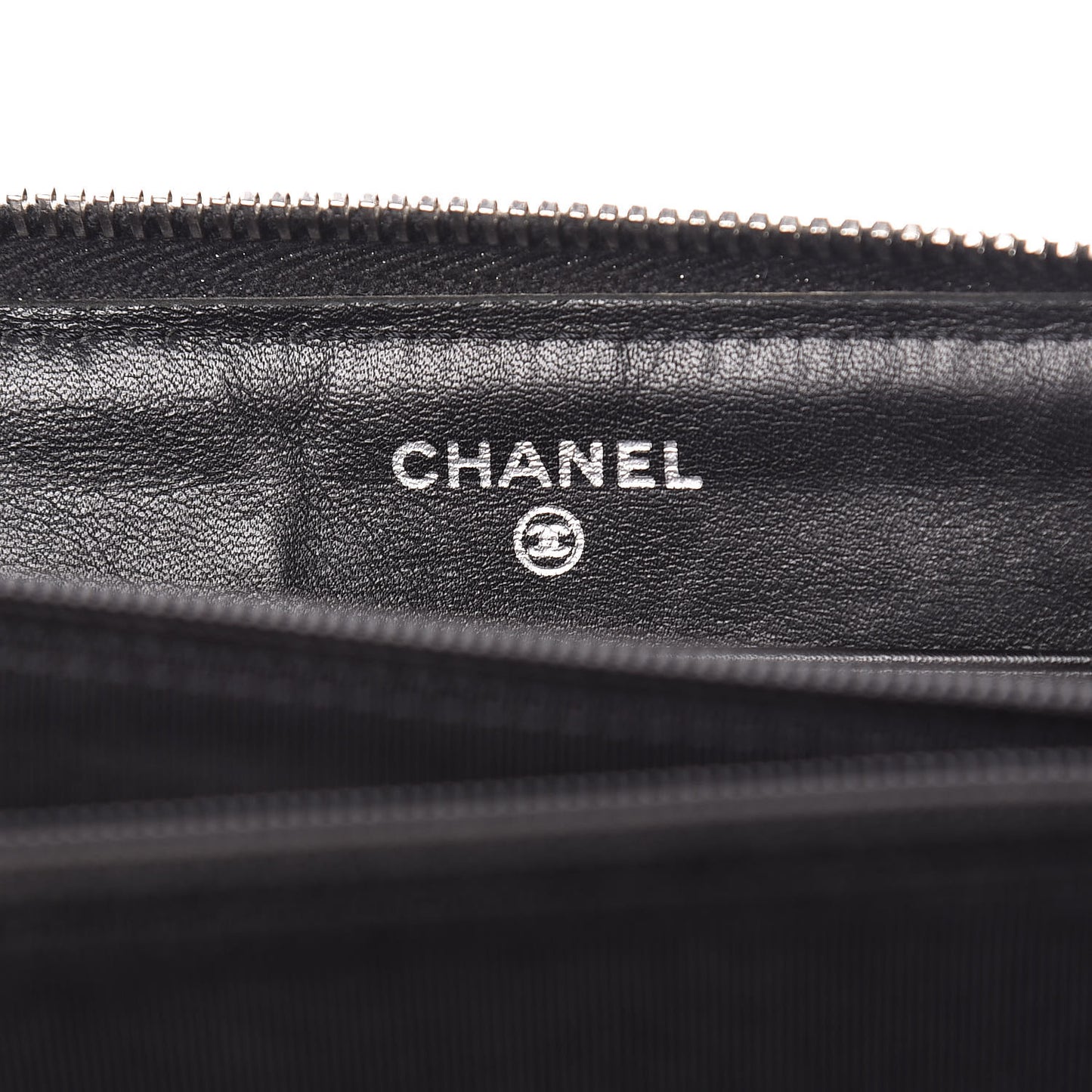Patent Quilted Zip Around Wallet Black