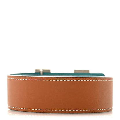Hermes Swift Epsom 32mm H Belt 85 34 Gold Bleu Paon 2 of 8