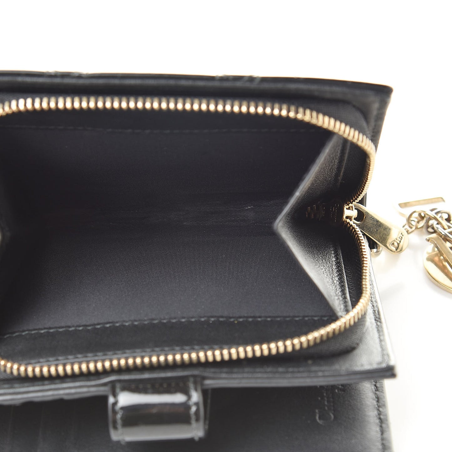 Patent Cannage Lady Dior Eden Wallet Black