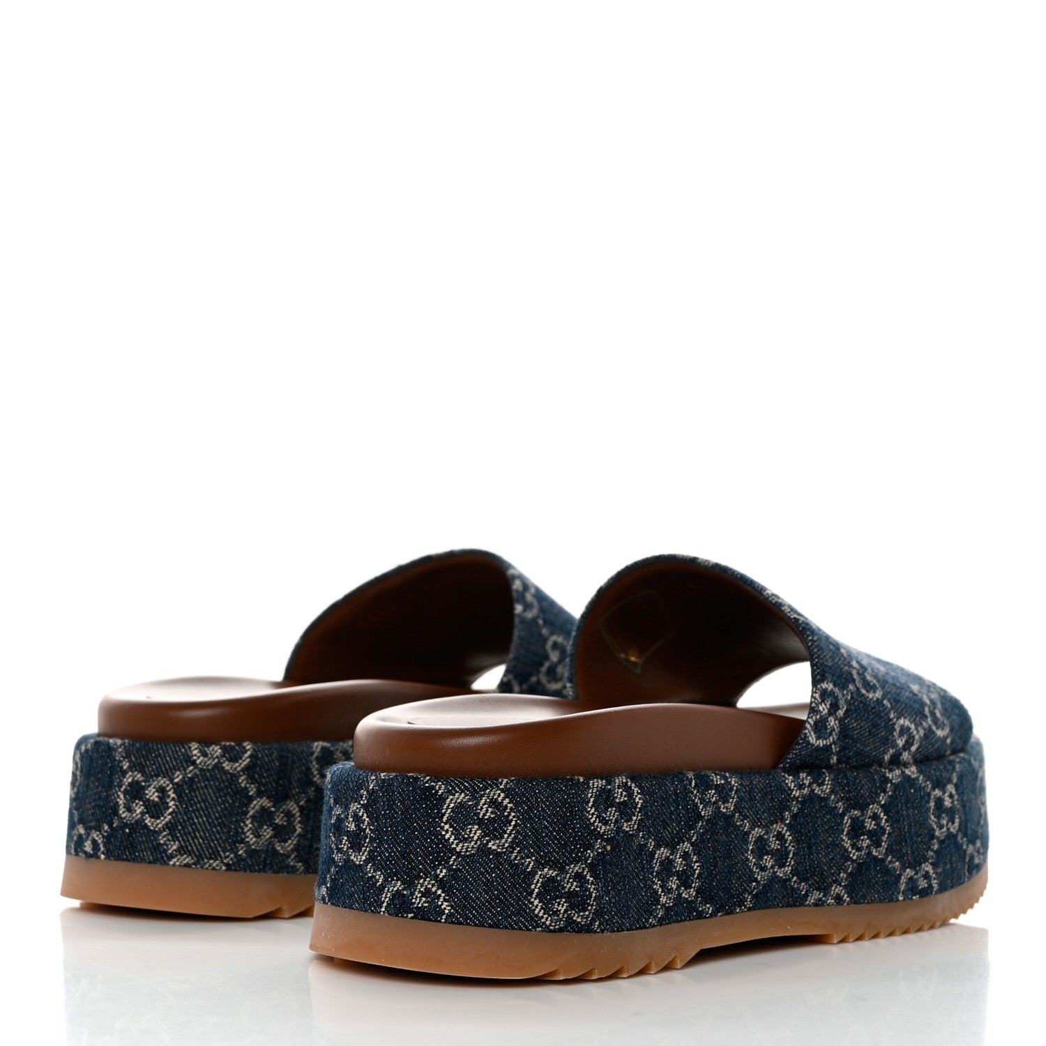 Gucci New Denim GG Monogram Angelina Platform 55mm Slide Sandals 36.5 Blue Tea 4 of 8