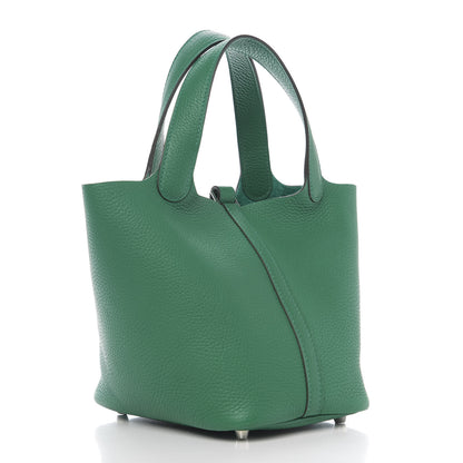 Hermes Taurillon Clemence Picotin Lock 18 PM Vert Vertigo 2 of 9