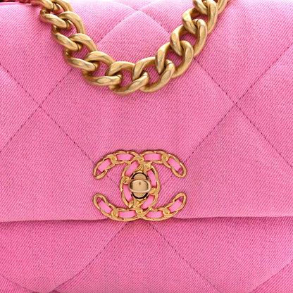 Chanel Denim Quilted Medium Chanel 19 Flap Neon Pink 8 of 10