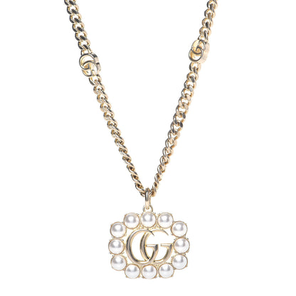 Gucci Pearl Marmont Necklace Aged Gold Cream 1 of 5