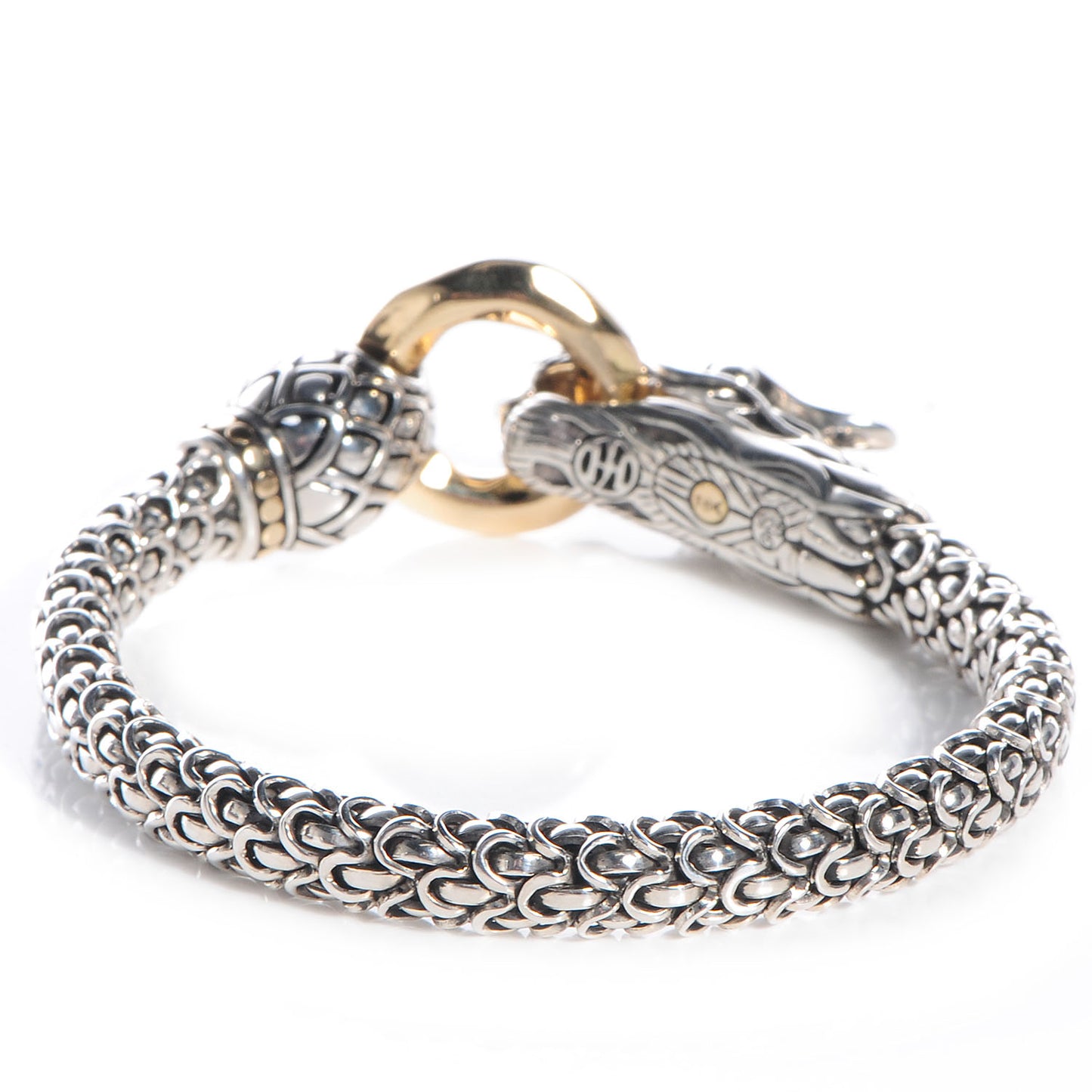 Sterling Silver 18K Yellow Gold 6mm Naga Dragon Bracelet