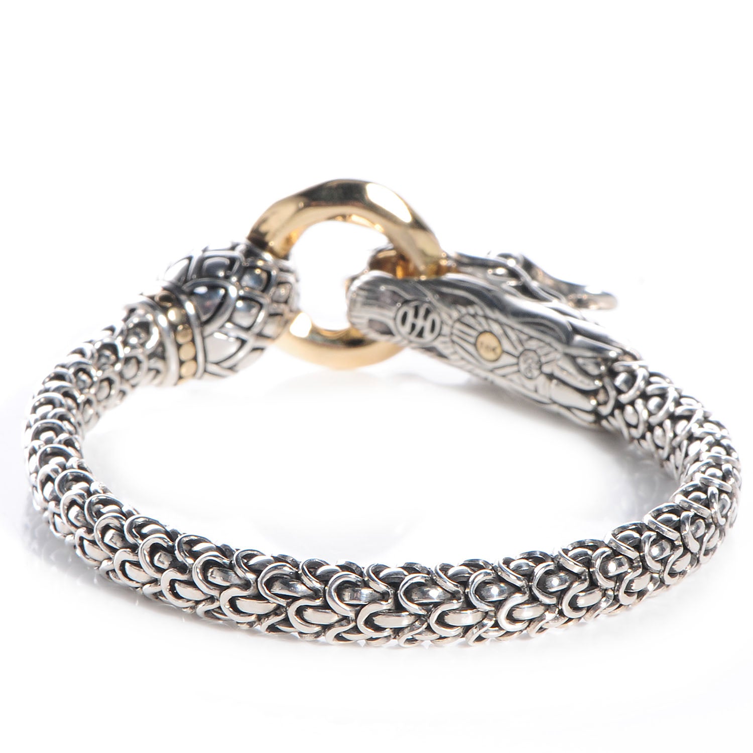 John Hardy Sterling Silver 18K Yellow Gold 6mm Naga Dragon Bracelet 5 of 7