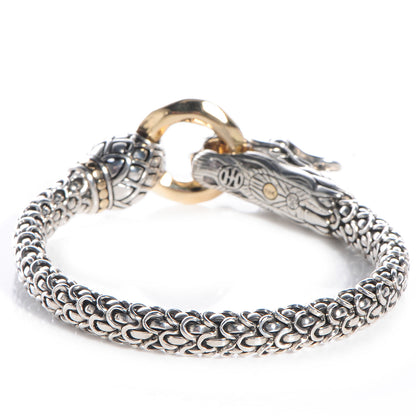 John Hardy Sterling Silver 18K Yellow Gold 6mm Naga Dragon Bracelet 5 of 7