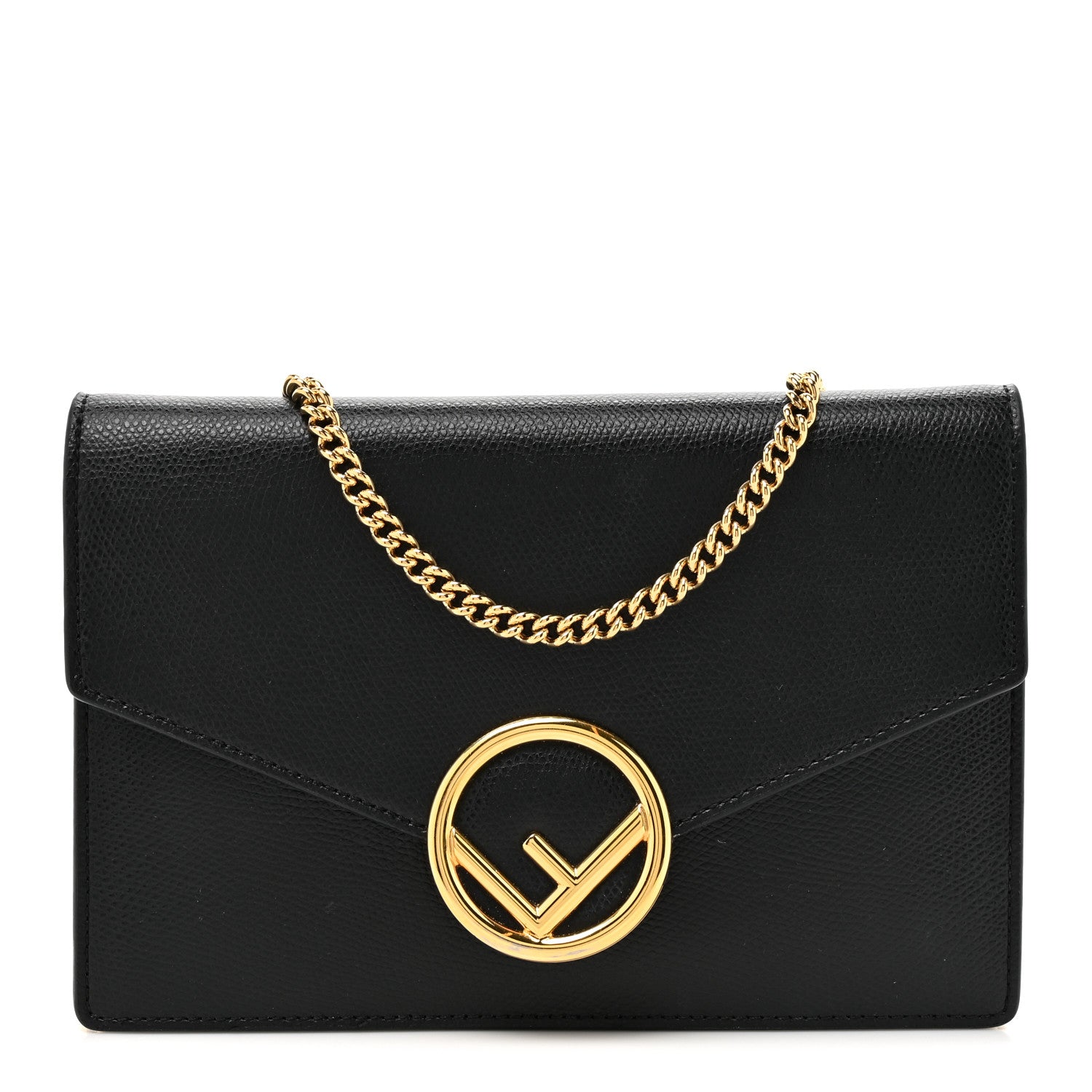 Fendi Lucido F is Fendi Medium Envelope Wallet on Chain Black 1 of 11