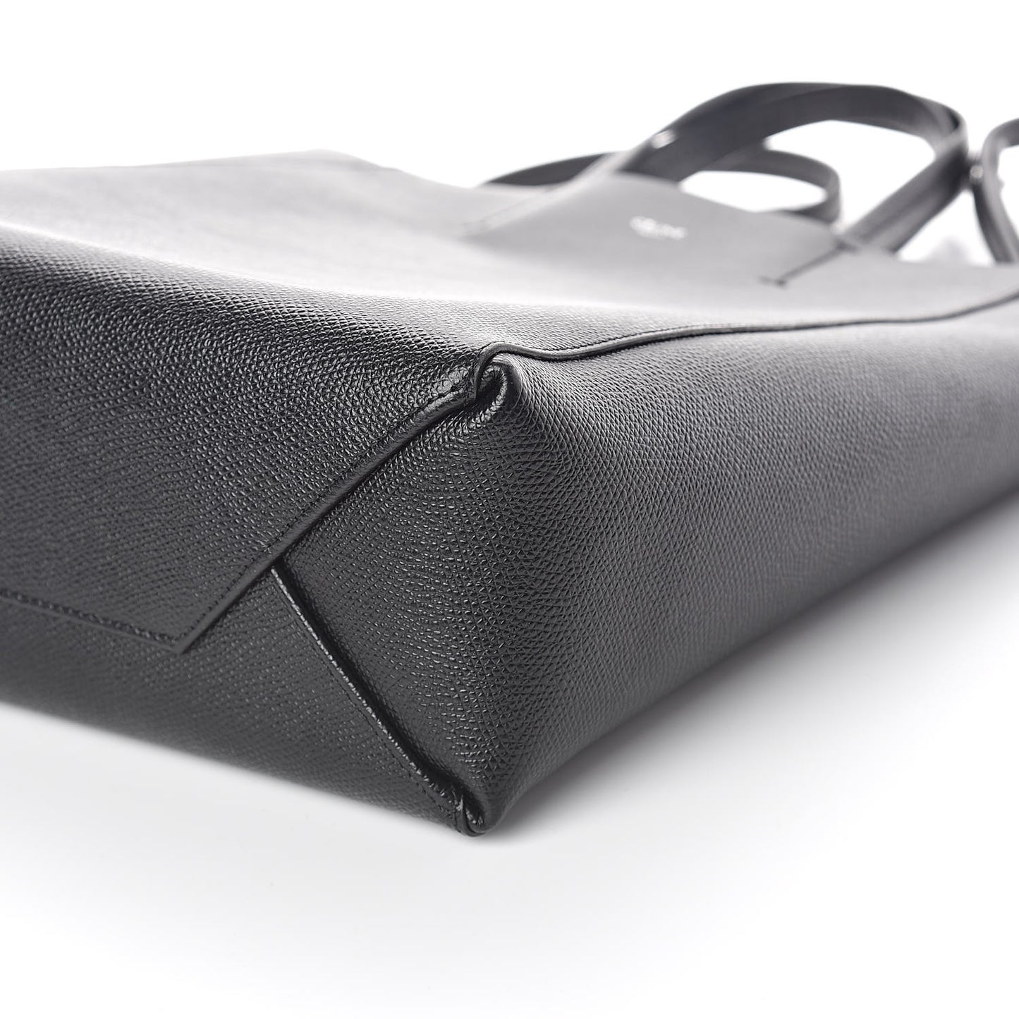 Grained Calfskin Small Vertical Cabas Black