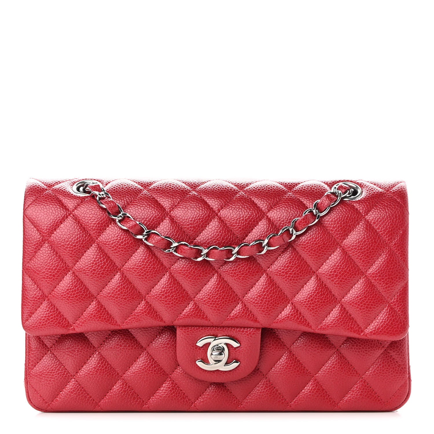 Chanel Metallic Caviar Quilted Medium Double Flap Dark Pink 1 of 9