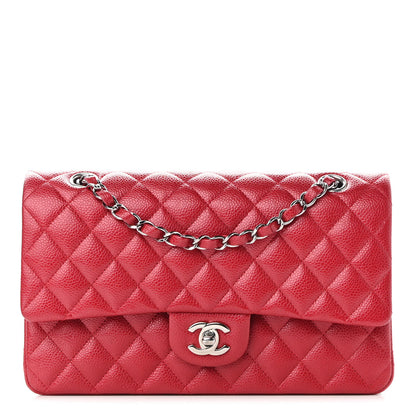 Chanel Metallic Caviar Quilted Medium Double Flap Dark Pink 1 of 9