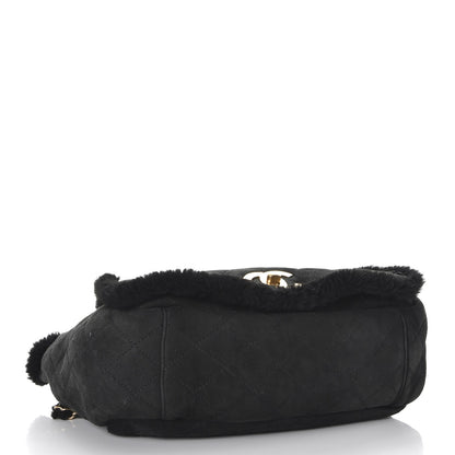 Chanel Shearling Suede Quilted Fur Flap Black 4 of 10